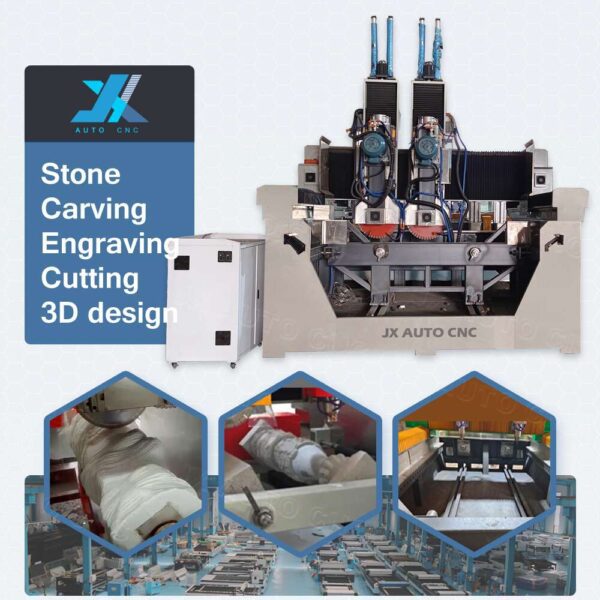 JX-Heavy Duty Marble Granite Countertop Cutting Engraving Polishing CNC Stone Machine Router Atc for Column Cylinder Pillar