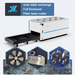 JX-2kw 3kw 6kw Full Enclosed Cover Fiber Laser Cutting Machine Auto Exchange Table Laser Cutting Machine For Sheet Metal Carbon