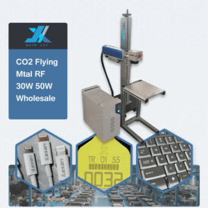 JX PET Plastic Bottles PVC Pipes Cable Fly 30W RF Co2 Laser Marking Machine for Unmetal Material